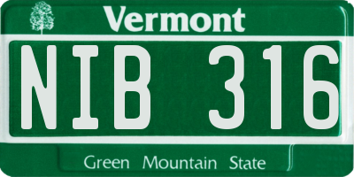 VT license plate NIB316