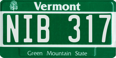 VT license plate NIB317