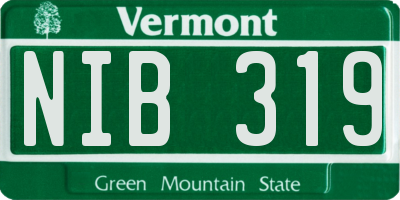 VT license plate NIB319