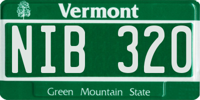 VT license plate NIB320
