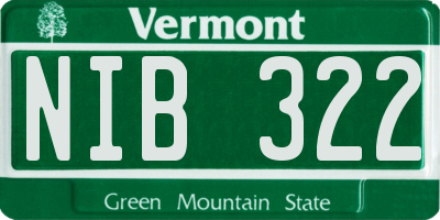 VT license plate NIB322