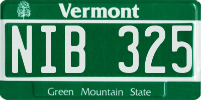 VT license plate NIB325