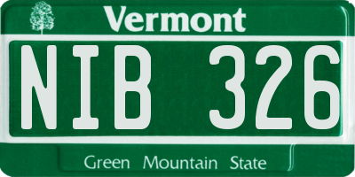 VT license plate NIB326