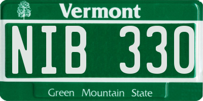 VT license plate NIB330