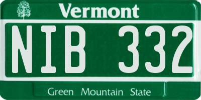 VT license plate NIB332