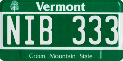 VT license plate NIB333