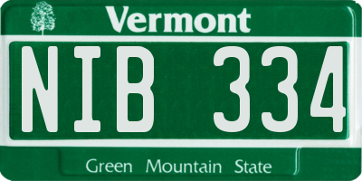 VT license plate NIB334