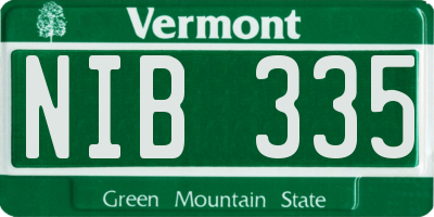 VT license plate NIB335