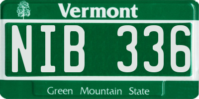 VT license plate NIB336