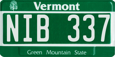 VT license plate NIB337