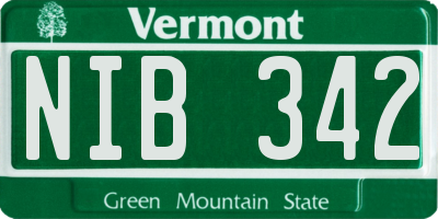 VT license plate NIB342