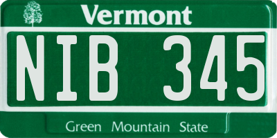 VT license plate NIB345