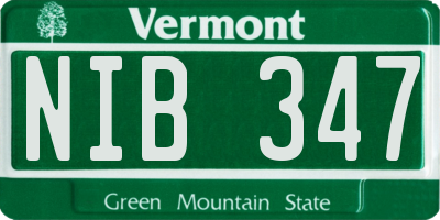 VT license plate NIB347