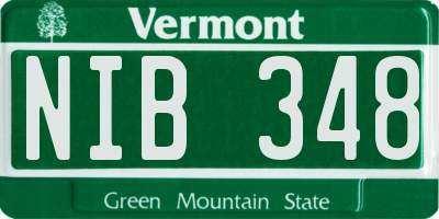 VT license plate NIB348