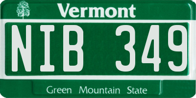 VT license plate NIB349