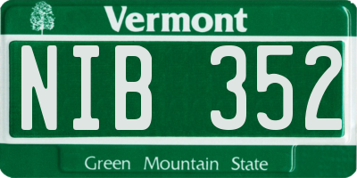 VT license plate NIB352