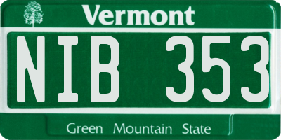 VT license plate NIB353