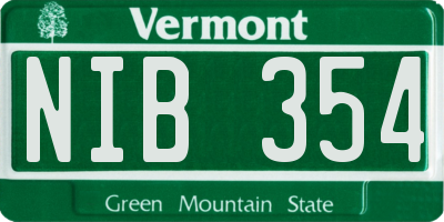 VT license plate NIB354