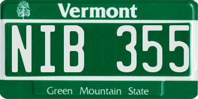 VT license plate NIB355