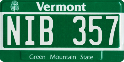 VT license plate NIB357