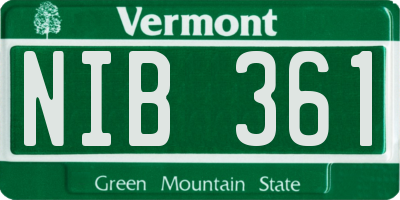 VT license plate NIB361