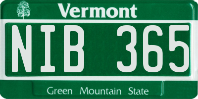 VT license plate NIB365