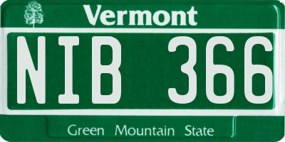 VT license plate NIB366