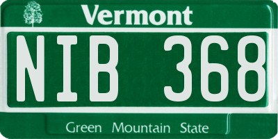 VT license plate NIB368