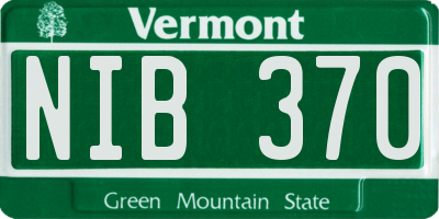 VT license plate NIB370