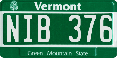 VT license plate NIB376