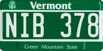 VT license plate NIB378