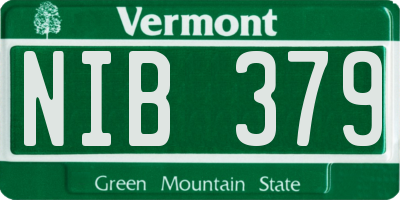 VT license plate NIB379