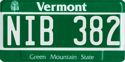 VT license plate NIB382