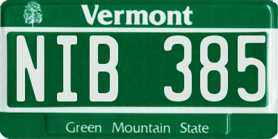 VT license plate NIB385