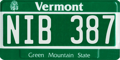 VT license plate NIB387