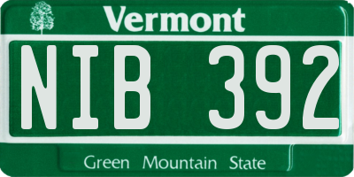 VT license plate NIB392
