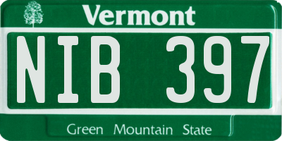 VT license plate NIB397