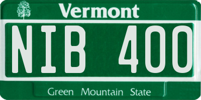 VT license plate NIB400