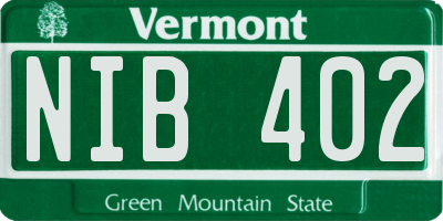 VT license plate NIB402