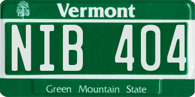 VT license plate NIB404