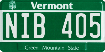 VT license plate NIB405