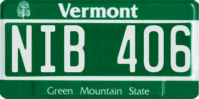 VT license plate NIB406