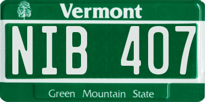 VT license plate NIB407