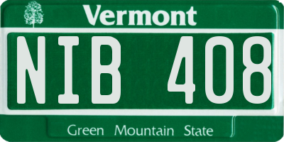 VT license plate NIB408