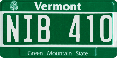 VT license plate NIB410