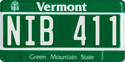 VT license plate NIB411