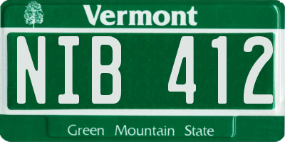 VT license plate NIB412