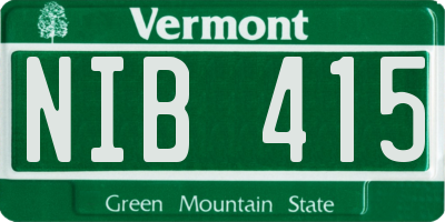 VT license plate NIB415