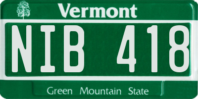 VT license plate NIB418