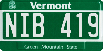 VT license plate NIB419